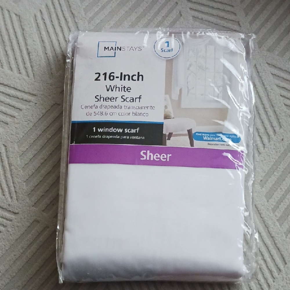 Mainstays Sheer White Window Scarf